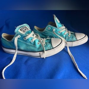 Metallic blue Converse Girls size 3